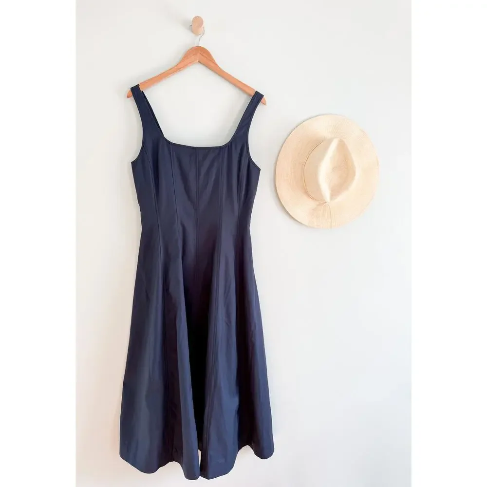 Madewell | NWT The Rylee Midi Dress Classic Navy Blue Sleeveless | Sz 10 - Picture 2 of 12